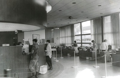 1970s picture of the interior of Infuze Credit Union.
